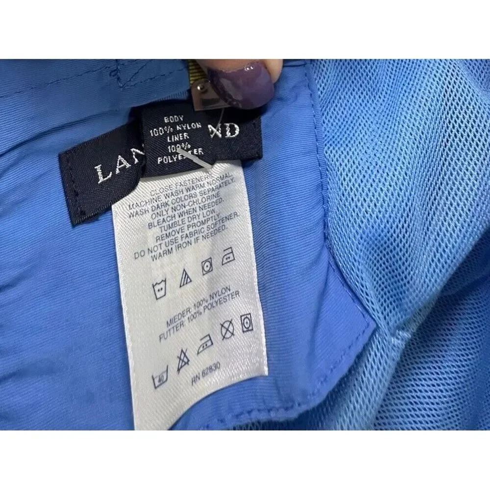 Land's End Mens Blue XXL Swim Suit Trunks NWT‎ Pockets Belt Waterproof Wallet